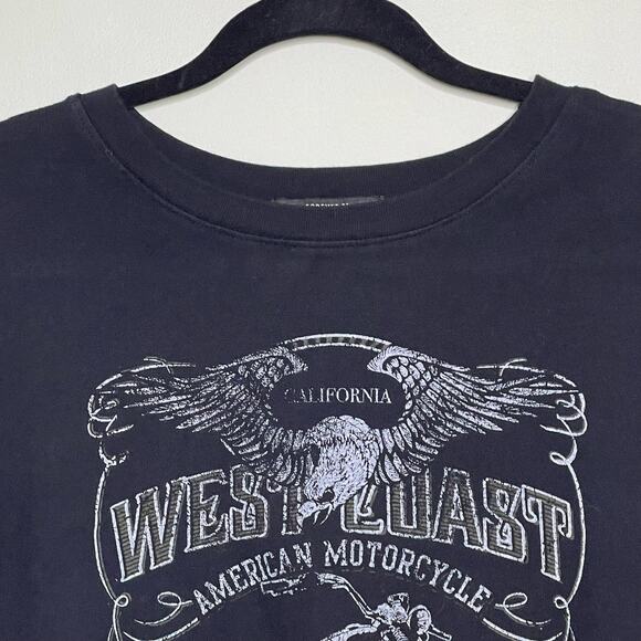 Forever 21 West Coast Motorcycle T-Shirt Fringe Trim Short Sleeve Black Size M - Picture 4 of 10